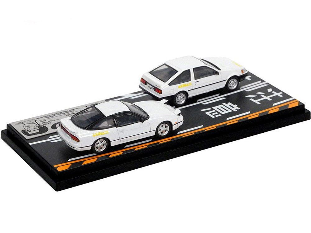 Hi Story 1/64 Initial D Toyota Trueno AE86 vs Nissan 180SX White - Itsuki Takeuchi vs Kenji