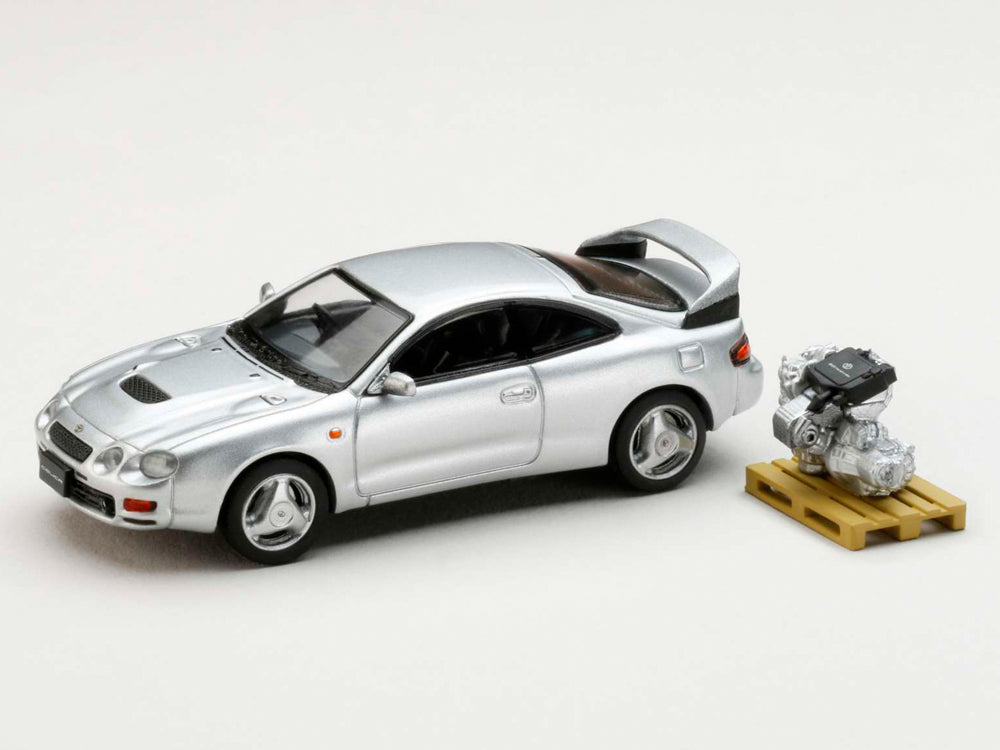 Hobby Japan 1/64 Toyota Celica GT-Four WRC Edition ST205 with Engine Display Model Silver - Diecast Toyz Australia