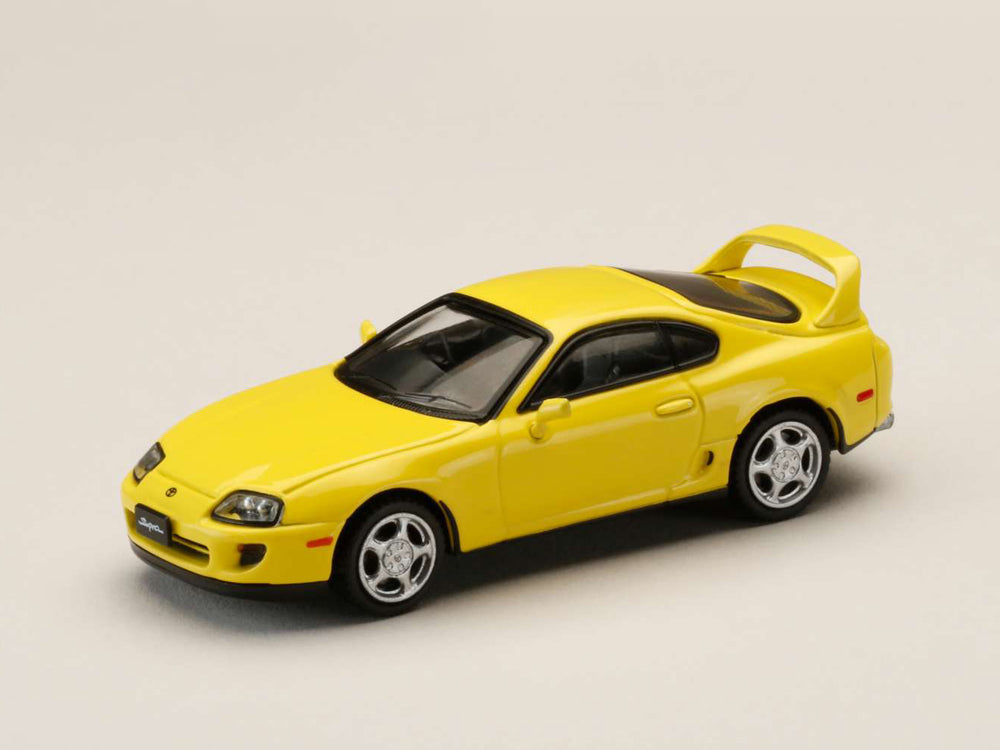 Hobby Japan 1/64 Toyota Supra RZ JZA80 with Active Spoiler Parts Yellow - Diecast Toyz Australia