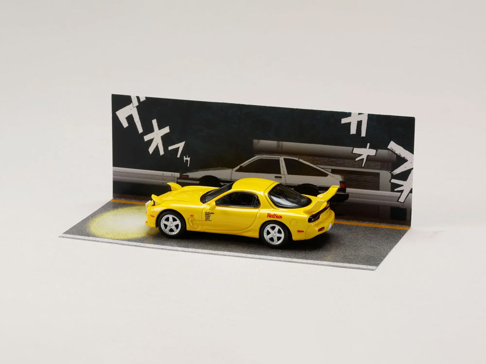 Hobby Japan x JDM64 1/64 Mazda RX7 FD3S Red Suns Keisuke Takahahi vs Takumi Fujiwara Initial D