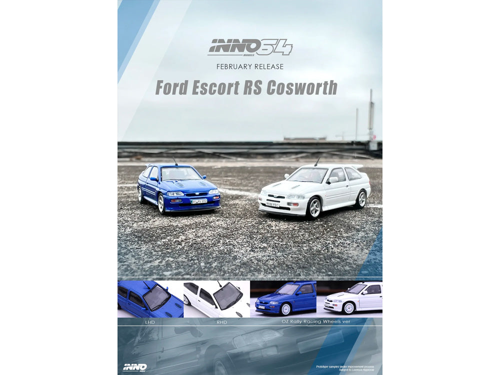 Inno64 Ford Escort RS Cosworth Metallic Blue RHD with OZ Rally Racing Wheels - Diecast Toyz Australia