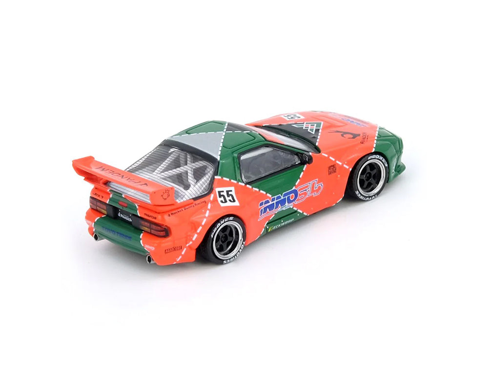 Inno64 Mazda RX7 FC3S Pandem Aero Widebody HK Toy Car Salon 2025 Orange/Green