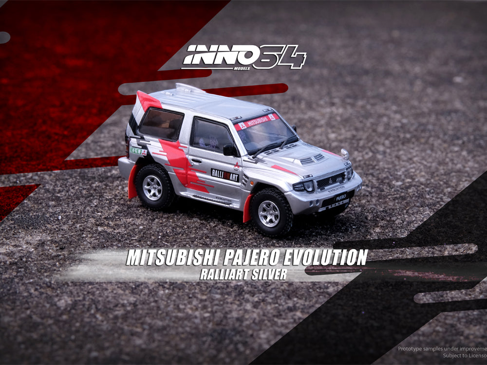 Inno64 Mitsubishi Pajero Evolution RALLIART Silver - Diecast Toyz Australia