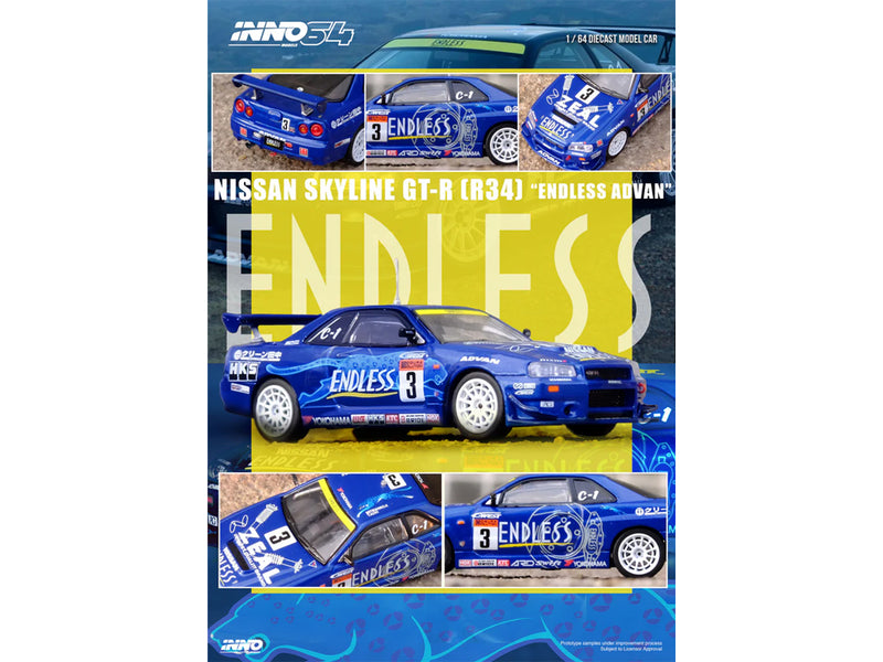 Inno64 Nissan Skyline GT-R R34 #3 Endless Advan Super Taikyu 2002 Winn