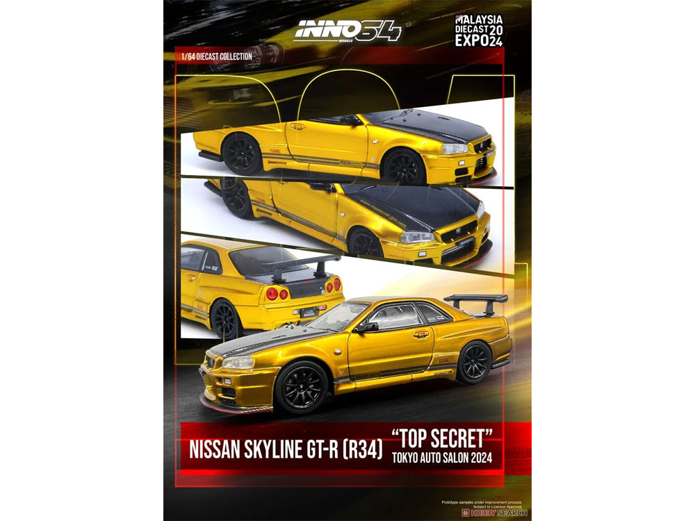 Inno64 Nissan Skyline GT-R R34 Top Secret Tokyo Autosalon - Malaysia Diecast Expo 2024 Limited Release - Diecast Toyz Australia