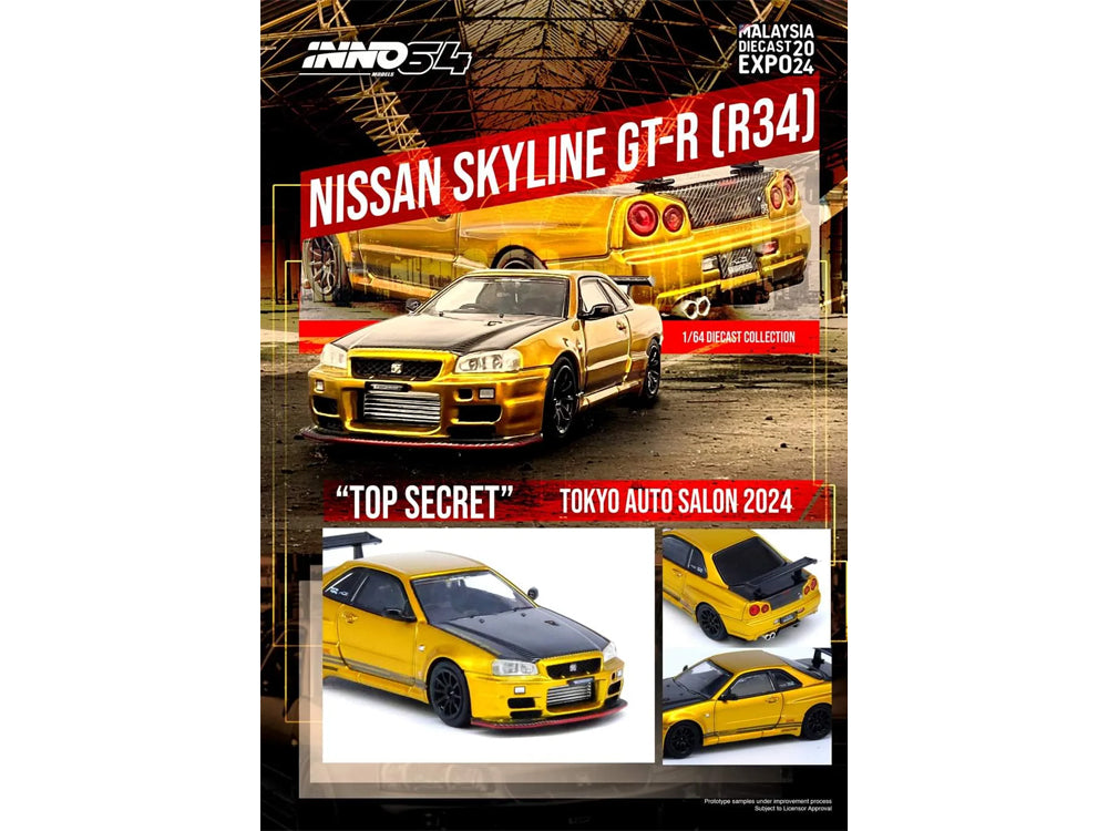 Inno64 Nissan Skyline GT-R R34 Top Secret Tokyo Autosalon - Malaysia Diecast Expo 2024 Limited Release - Diecast Toyz Australia