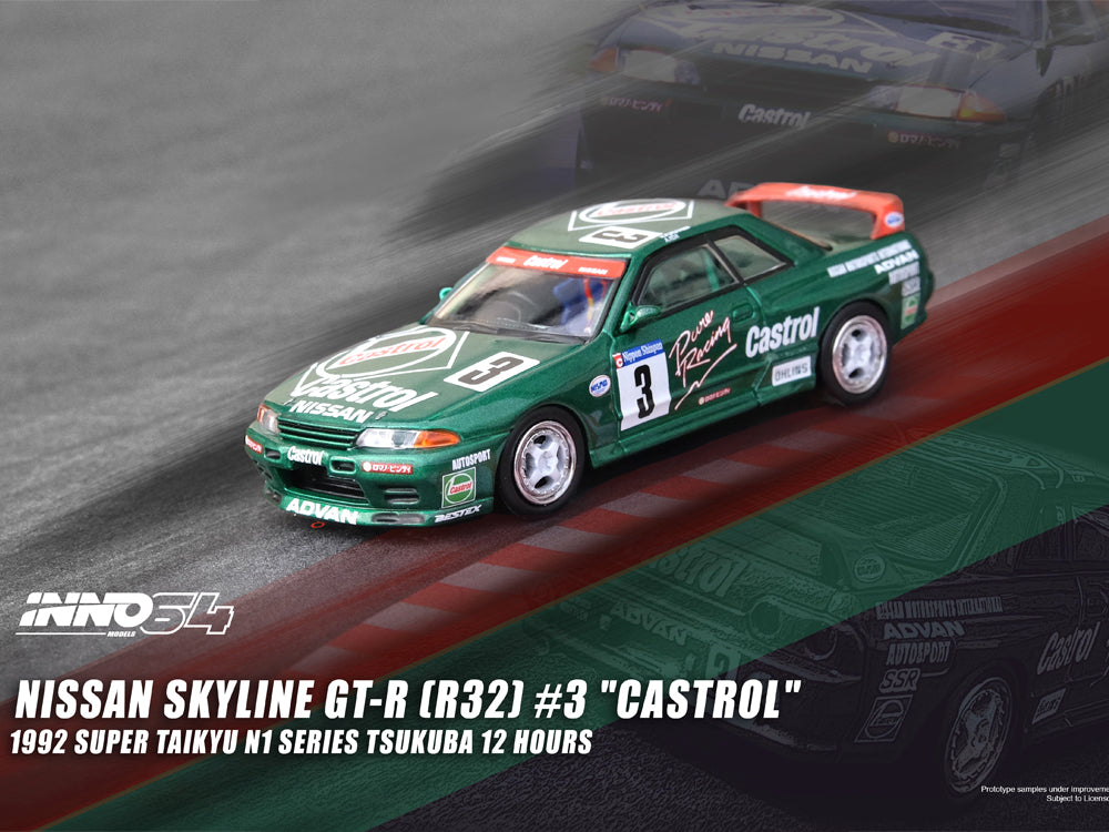 Inno64 Nissan Skyline GT-R R32 #3 Castrol Super Taikyu N1 Series Tsukuba 12 Hours 1992 - Diecast Toyz Australia