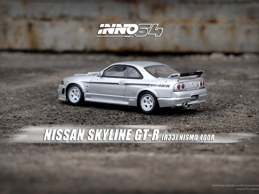 Inno64 Nissan Skyline GT-R R33 Nismo 400R Sonic Silver - Diecast Toyz Australia