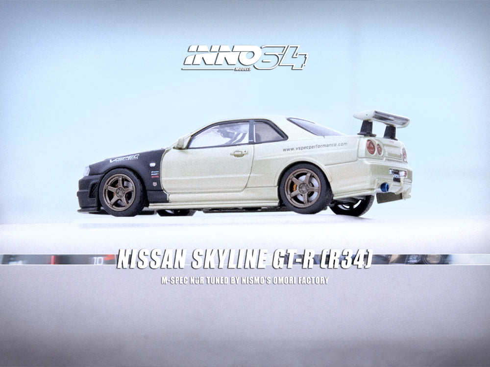 Inno64 Nissan Skyline GT-R R34 M-SPEC NUR Tuned By Nismo Omori Factory - Diecast Toyz Australia