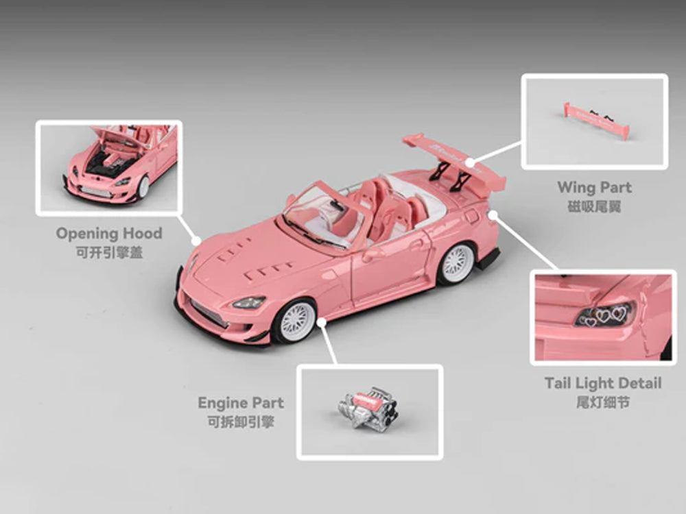 Micro Turbo 1/64 Honda S2000 Rocket Bunny Kit Metallic Pink 2025 Valentine's Day Edition