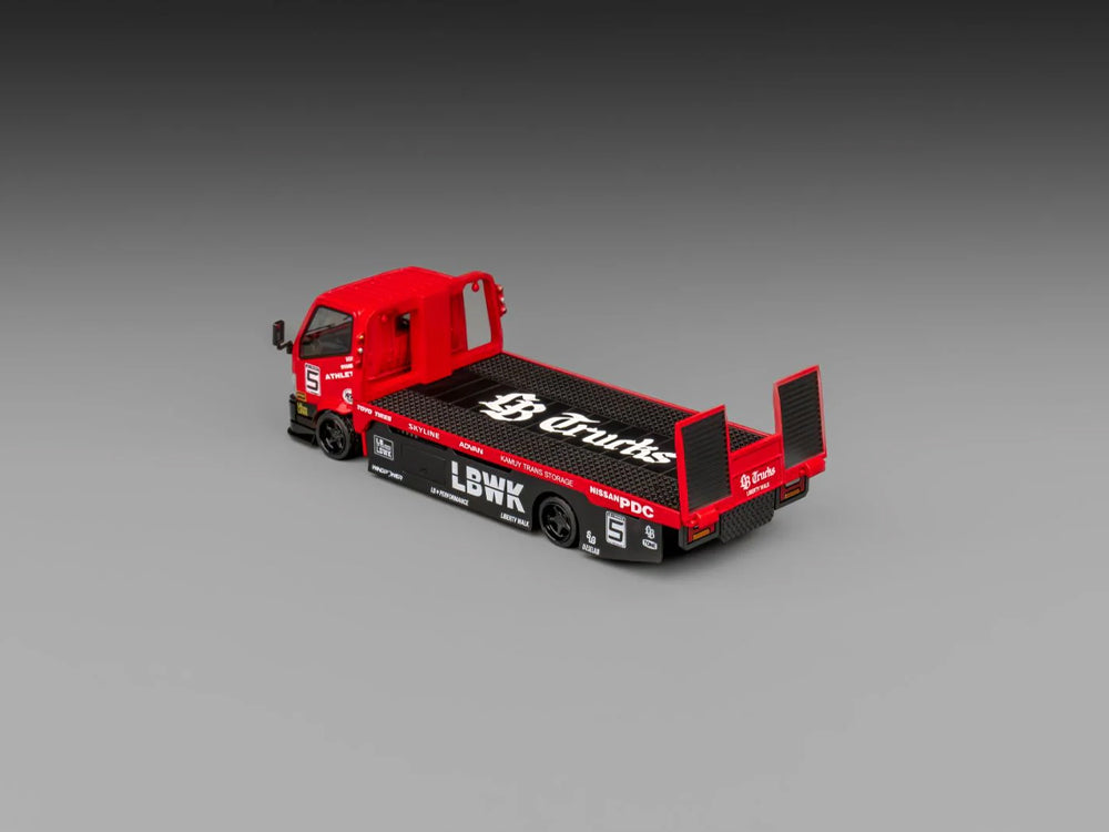 Micro Turbo 1/64 LBWK Full Floor Standing Flatbed Trailer Metallic Red
