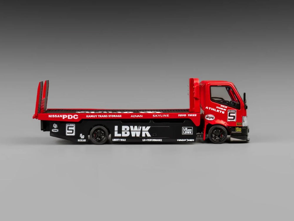 Micro Turbo 1/64 LBWK Full Floor Standing Flatbed Trailer Metallic Red