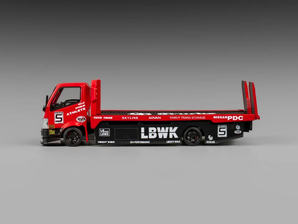 Micro Turbo 1/64 LBWK Full Floor Standing Flatbed Trailer Metallic Red