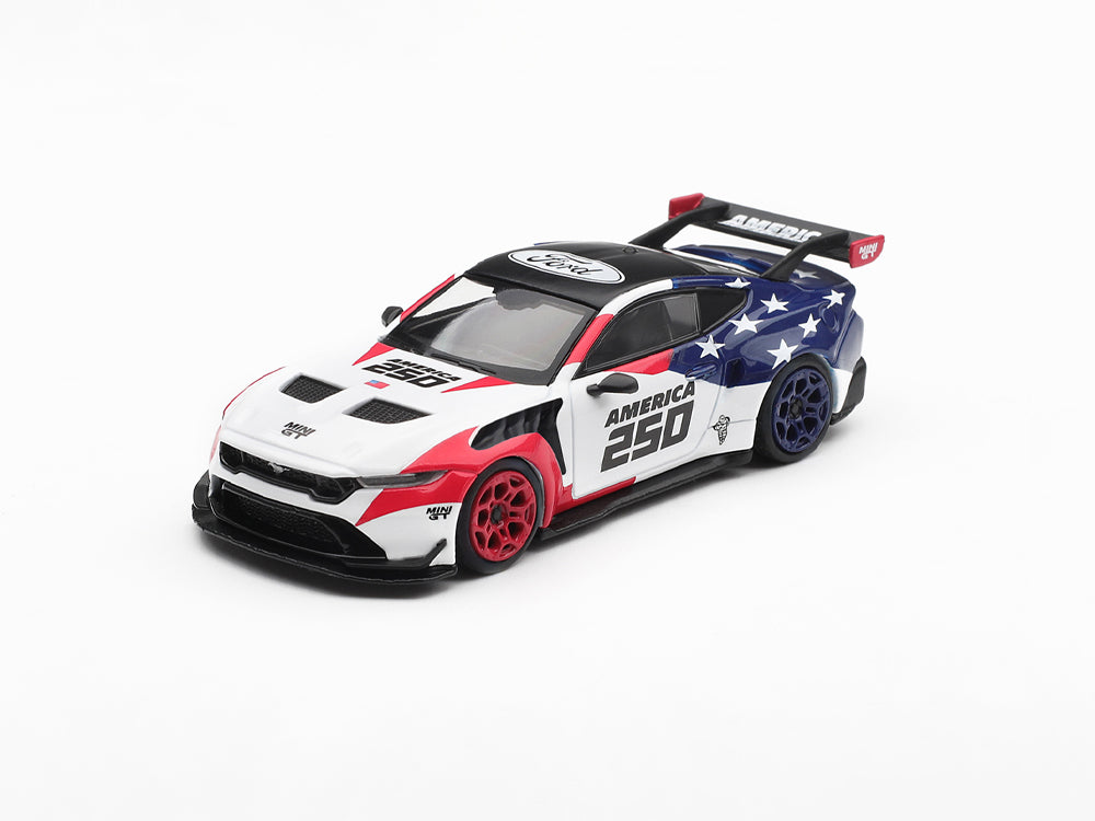 MiniGT Ford Mustang GTD America 250 White/Blue USA Exclusive LHD Blister Packaging - Diecast Toyz Australia