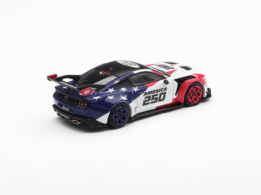 MiniGT Ford Mustang GTD America 250 White/Blue USA Exclusive LHD Blister Packaging - Diecast Toyz Australia