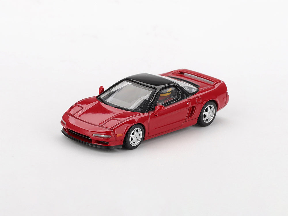 MiniGT Honda NS-X Red Prototype Midship Sports 1989 Ayrton Senna with Figurine Blister Pack - Diecast Toyz Australia