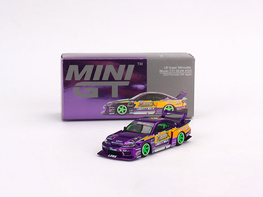 MiniGT 1/64 LB Super Silhoutte Nissan Silvia S15 #555 Formula Drift Japan - Diecast Toyz Australia