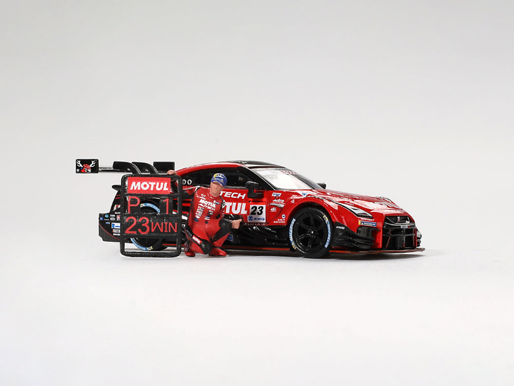 MiniGT 1/64 Nissan GT-R NISMO #23 Motul Autech GT-R 2021 Super GT Series Suzuka Winner with Matsuda Figurine Tsugio - Matsuda Collection No.2