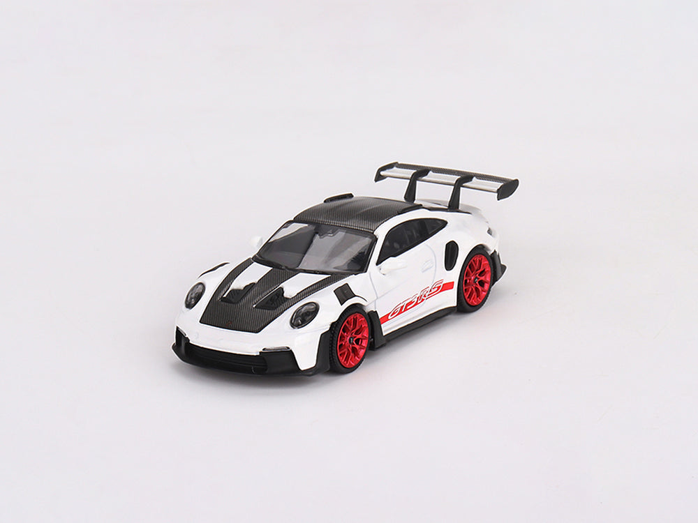 MiniGT 1/64 Porsche 911-992 GT3 RS Weissach Package White with Pyro Red
