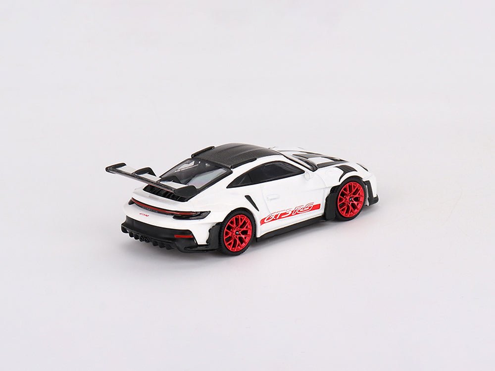 MiniGT 1/64 Porsche 911-992 GT3 RS Weissach Package White with Pyro Red
