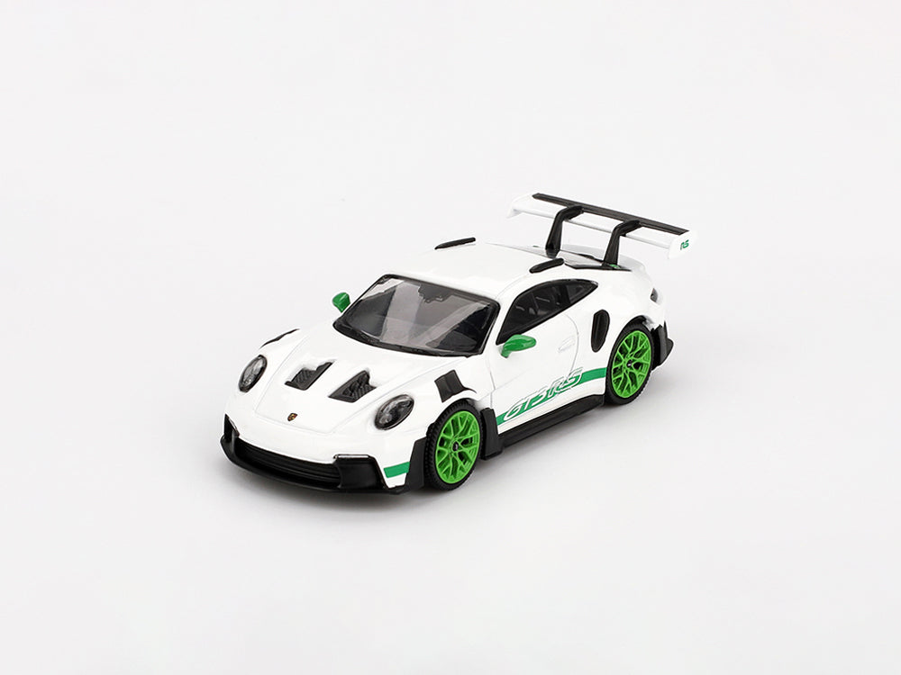 MiniGT 1/64 Porsche 911-992 GT3 RS Tribute Carrera RS Package White with Green Wheels