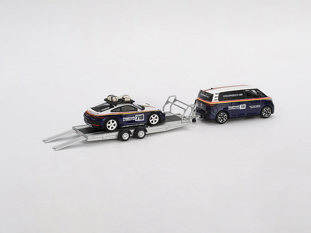 MiniGT Porsche 911 Dakar #718 / Volkswagen ID. Buzz Porsche Centrum Gelderland Roughroads Set Blue/White - Diecast Toyz Australia