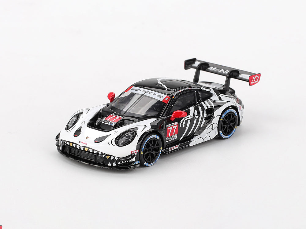 MiniGT 1/64 Porsche 911 GT3 R #77 AO Racing 2025 IMSA Petit Le Mans Skeleton Black - Diecast Toyz Australia