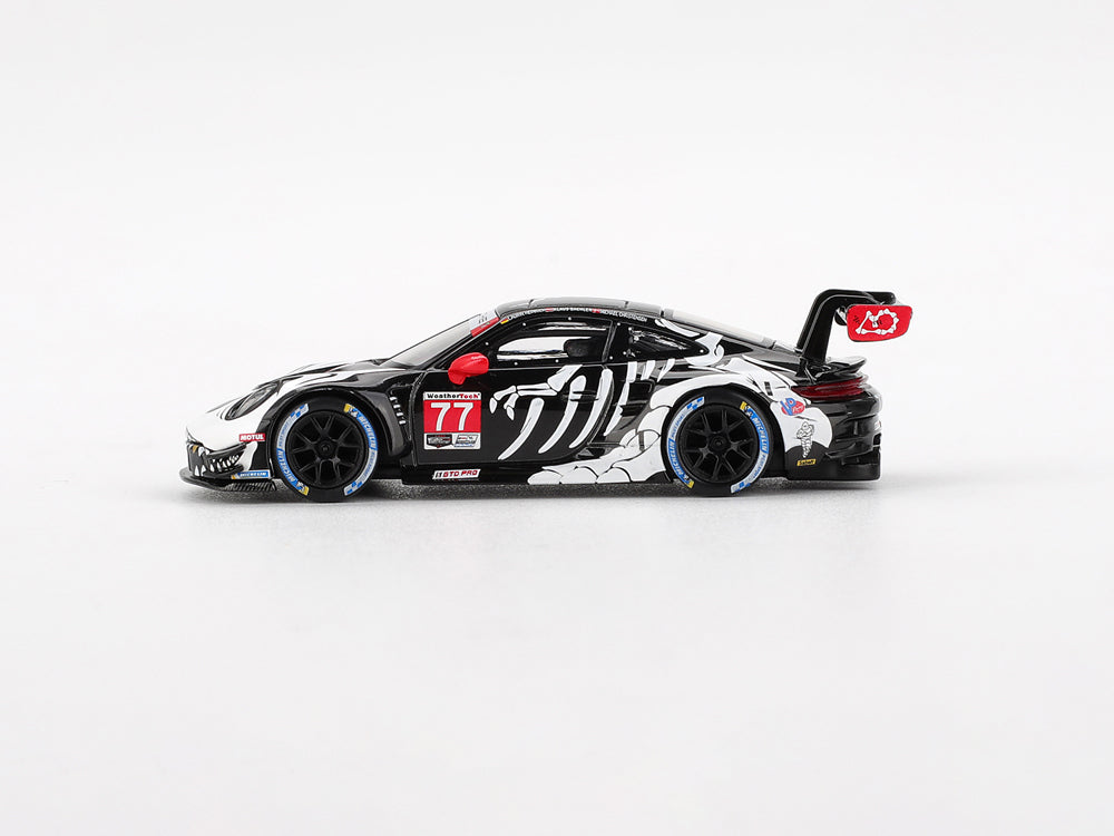MiniGT 1/64 Porsche 911 GT3 R #77 AO Racing 2025 IMSA Petit Le Mans Skeleton Black - Diecast Toyz Australia