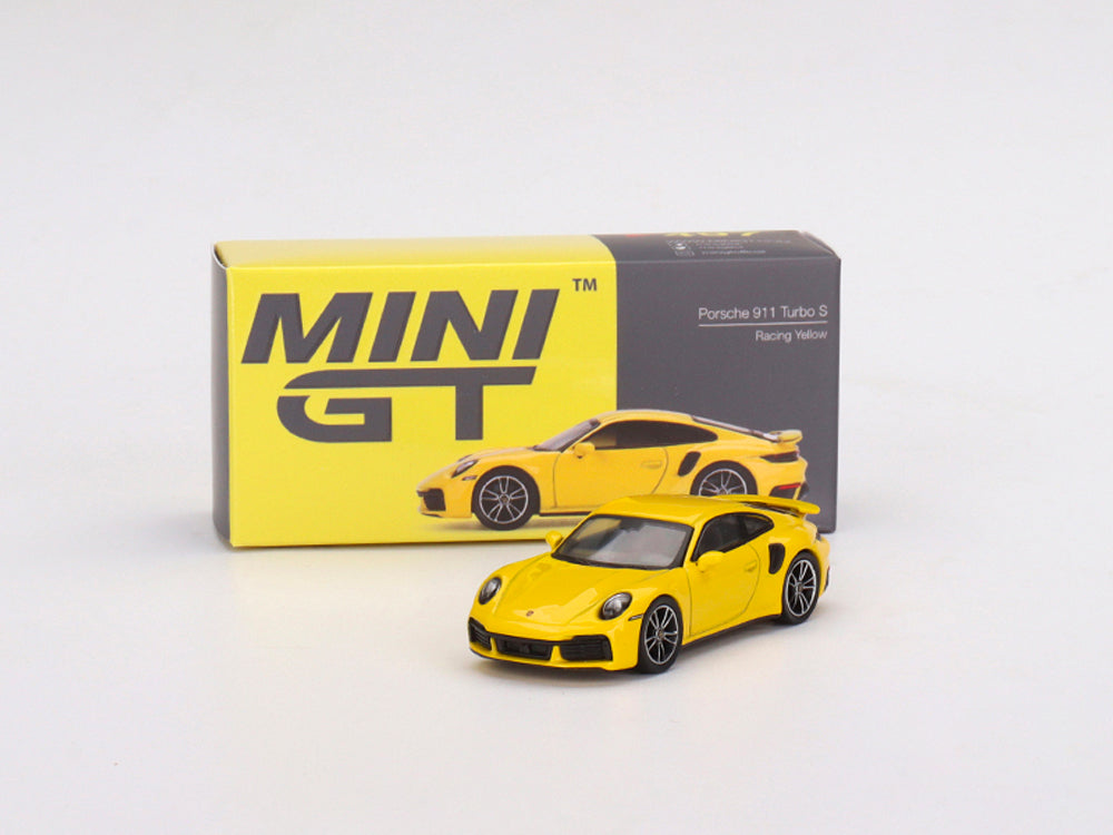 MiniGT 1/64 Porsche 911 Turbo S Racing Yellow - Diecast Toyz Australia