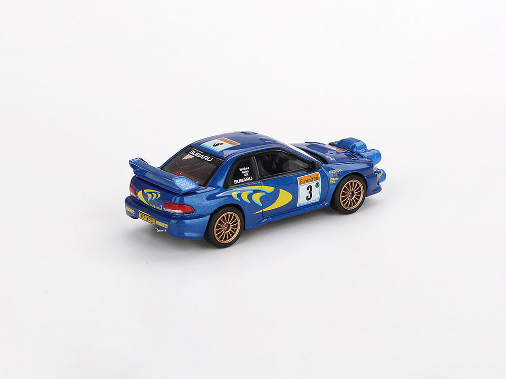 MiniGT 1/64 Subaru Impreza WRX WRC 1998 #3 Mcrae/Grist 3rd Place Rally Monte Carlo Blue