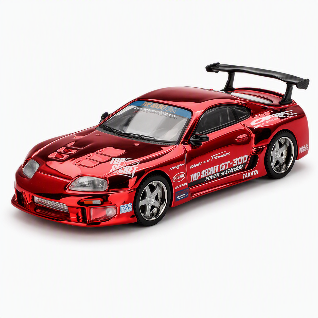 MiniGT 1/64 Toyota Supra JZA80 GT-300 Top Secret Red Chrome