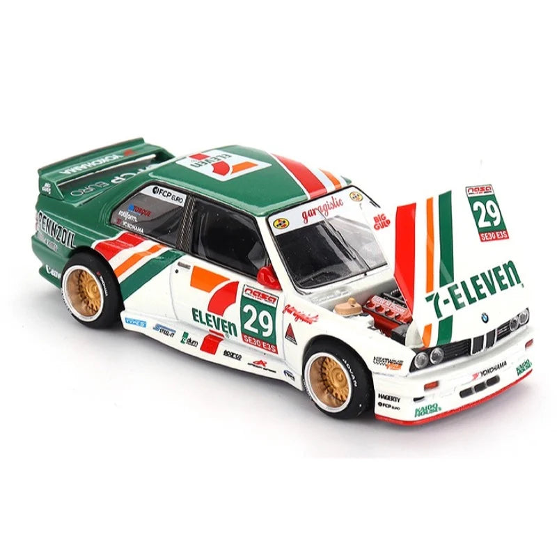 MiniGT x Kaido House 1/64 BMW E30 Kaido Works Larry Chen V1 USA Exclusive 7-11 Livery