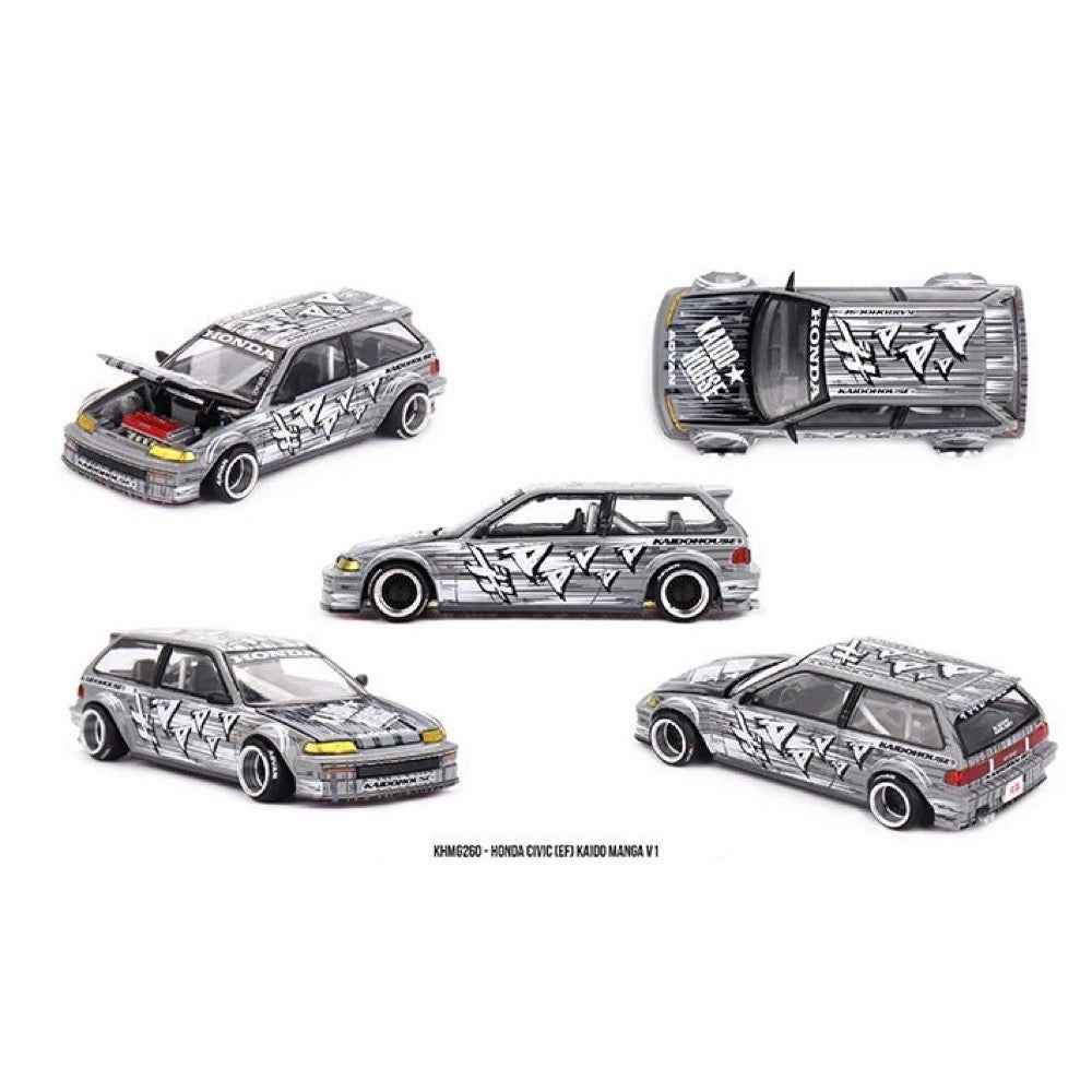 MiniGT x Kaido House 1/64 Honda Civic EF Kaido Manga V1 Silver