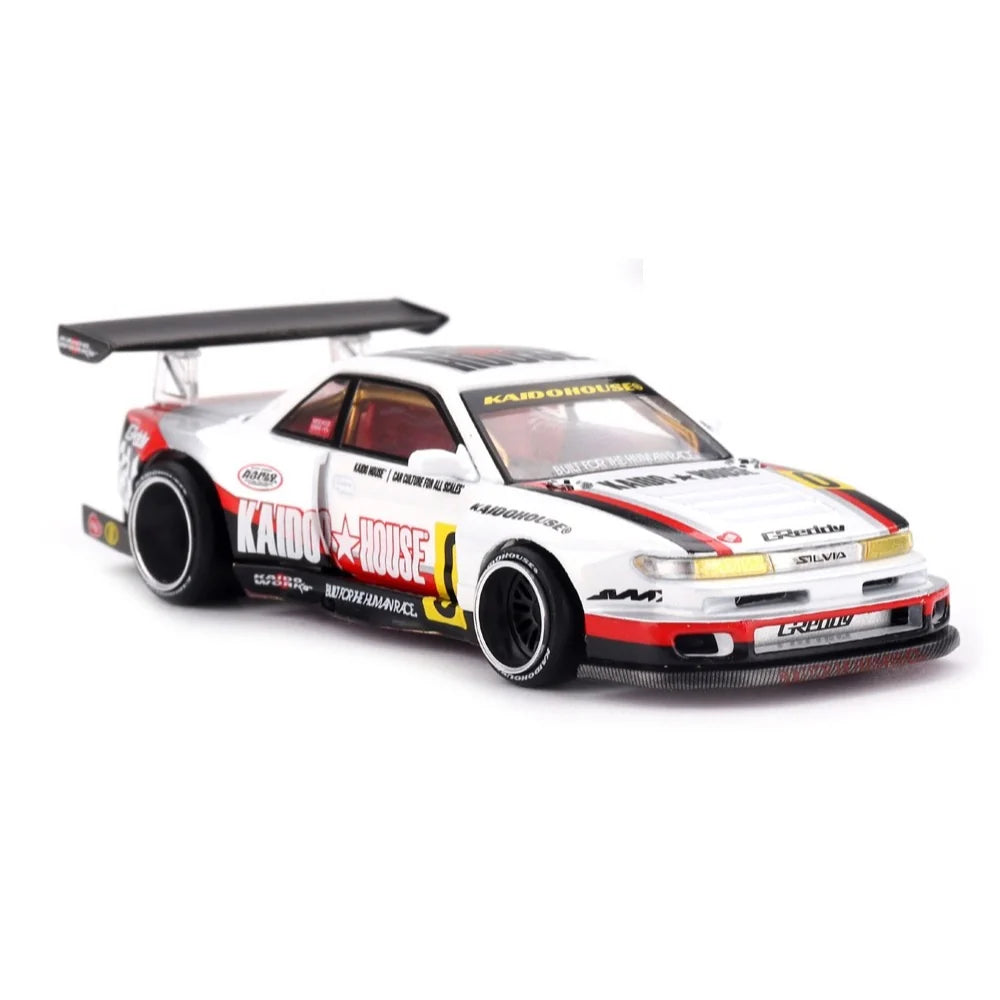 MiniGT x Kaido House 1/64 Nissan Silvia S13-R Circuit Spec V1 White/Black - Diecast Toyz Australia