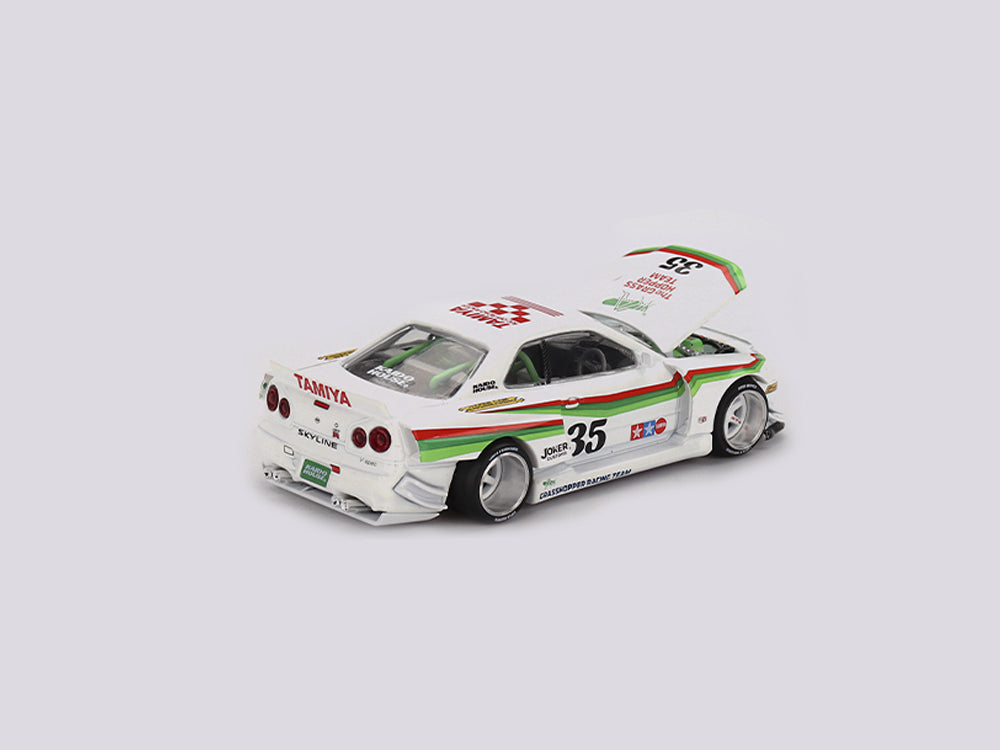 MiniGT x Kaido House Nissan Skyline GT-R R34 Tamiya x Kaido House The Grasshopper Ver 1 White/Green