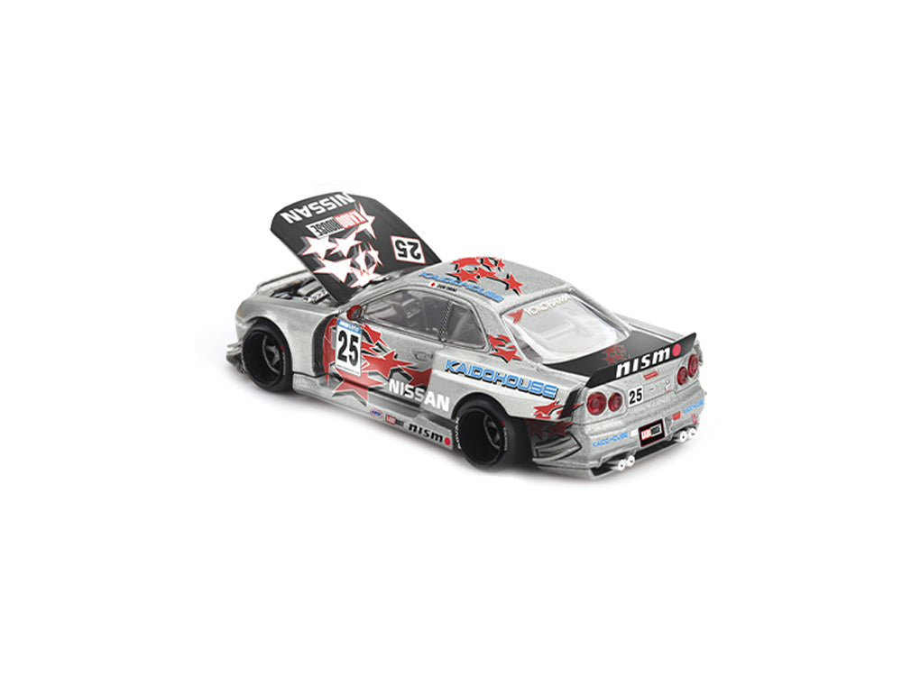 MiniGT x Kaido House 1/64 Nissan Skyline GTR R34 Kaido Star Racing V1 Silver - Diecast Toyz Australia