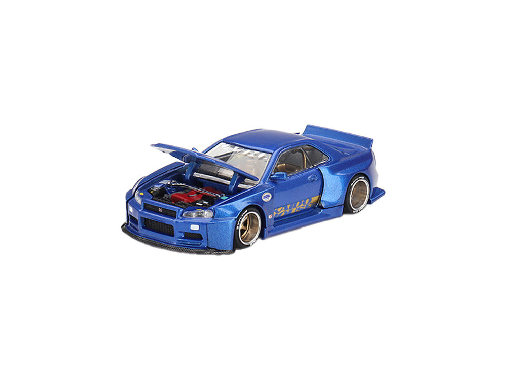 MiniGT x Kaido House Nissan Skyline GT-R R34 Kaido Works Shinjuku V2 Blue