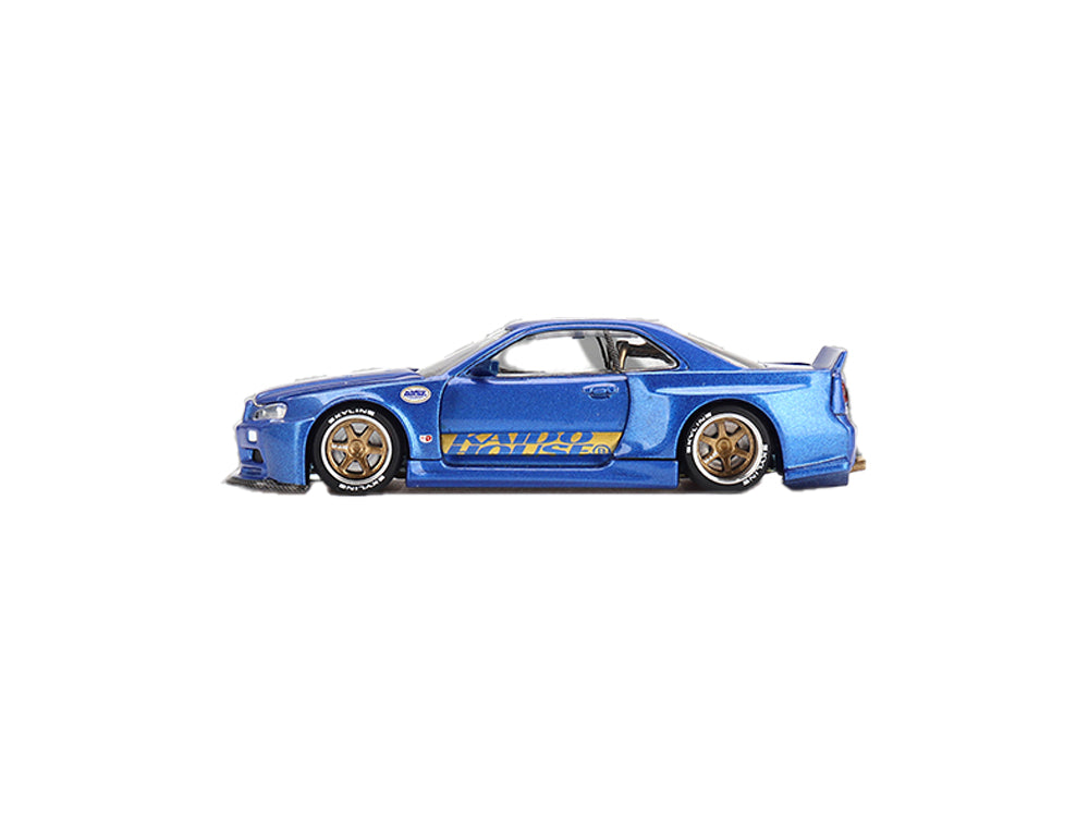 MiniGT x Kaido House Nissan Skyline GT-R R34 Kaido Works Shinjuku V2 Blue