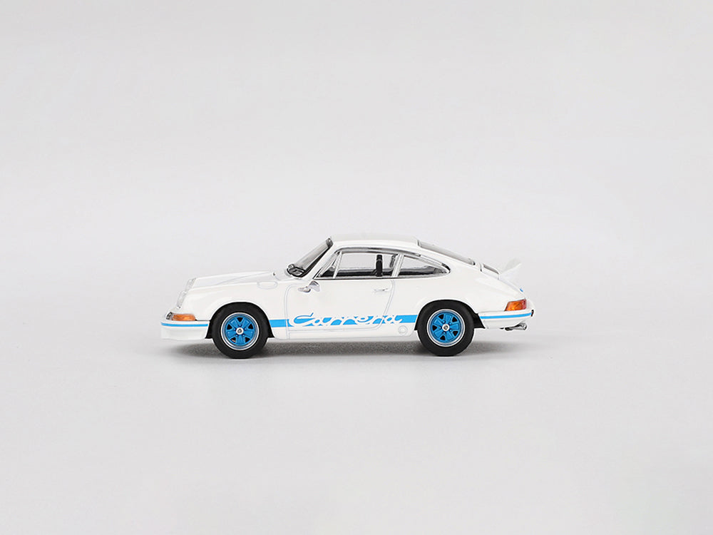 Mini GT 1/64 Porsche 911 Carrera RS2.7 Grand Prix White with Blue Livery