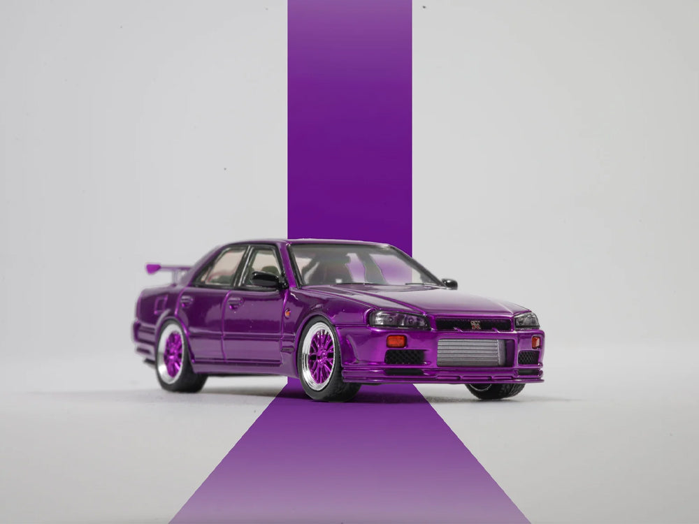 Mortal Model 1/64 Nissan Skyline ER34 25GT-Turbo with BBS Wheels Purple