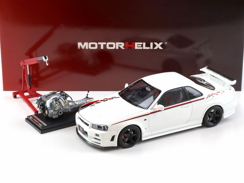 MotorHelix 1/18 Nissan Skyline GTR R34 NISMO White Pearl - Diecast Toyz Australia