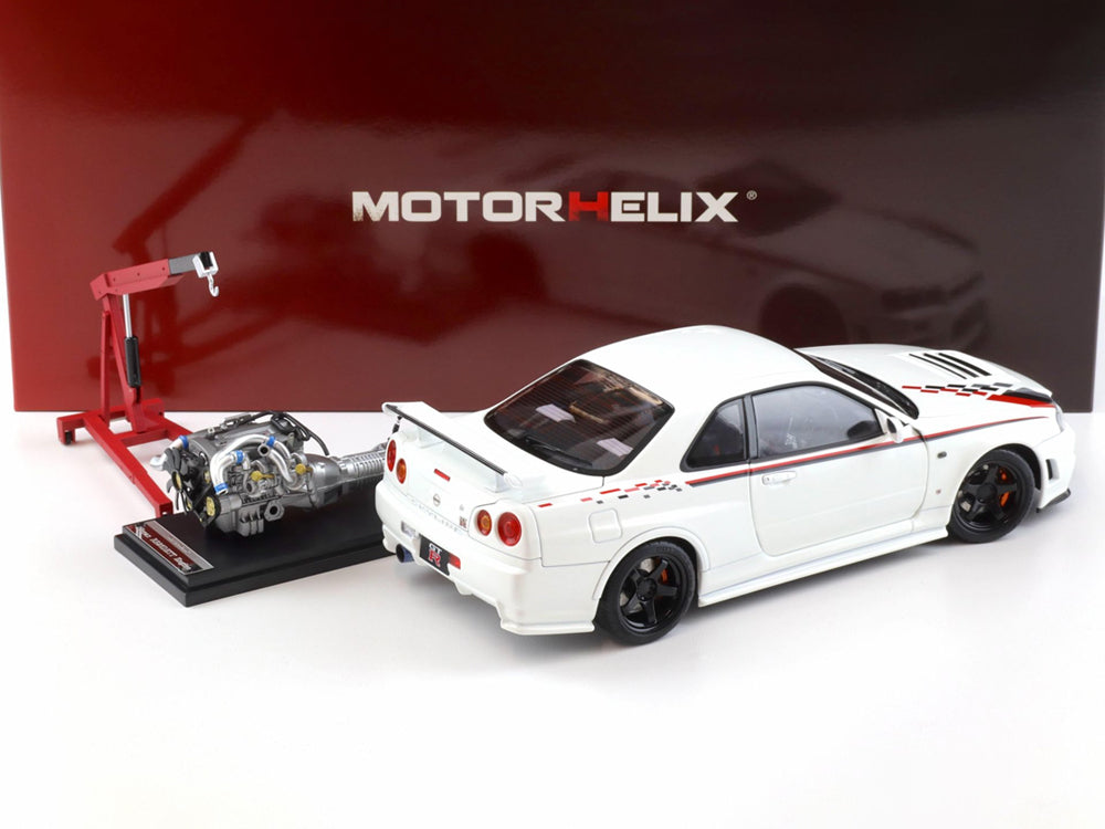 MotorHelix 1/18 Nissan Skyline GTR R34 NISMO White Pearl - Diecast Toyz Australia