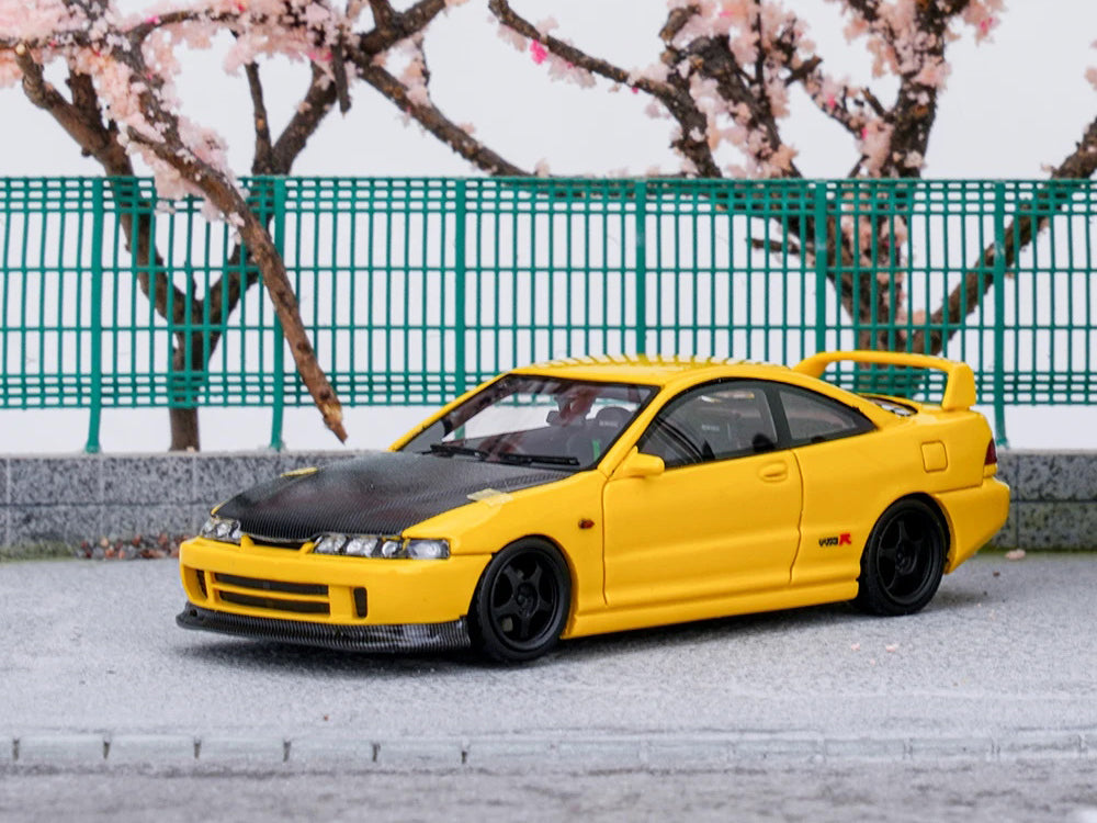 Nice Auto 1/64 Honda DC2 Integra Type R Yellow with Carbon Bonnet