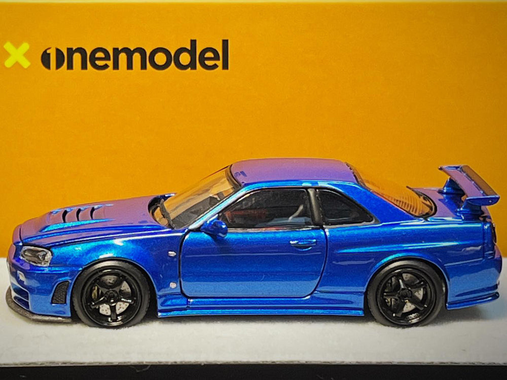 PGM x One Model 1/64 Nissan Skyline GTR R34 Z Tune Metallic Blue Standard Version - Diecast Toyz Australia