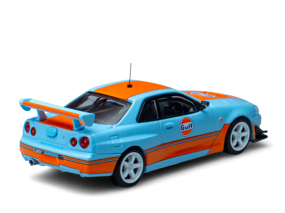 Pop Race 1/64 Nissan Skyline GTR R34 Gulf Oil Livery - Diecast Toyz Australia