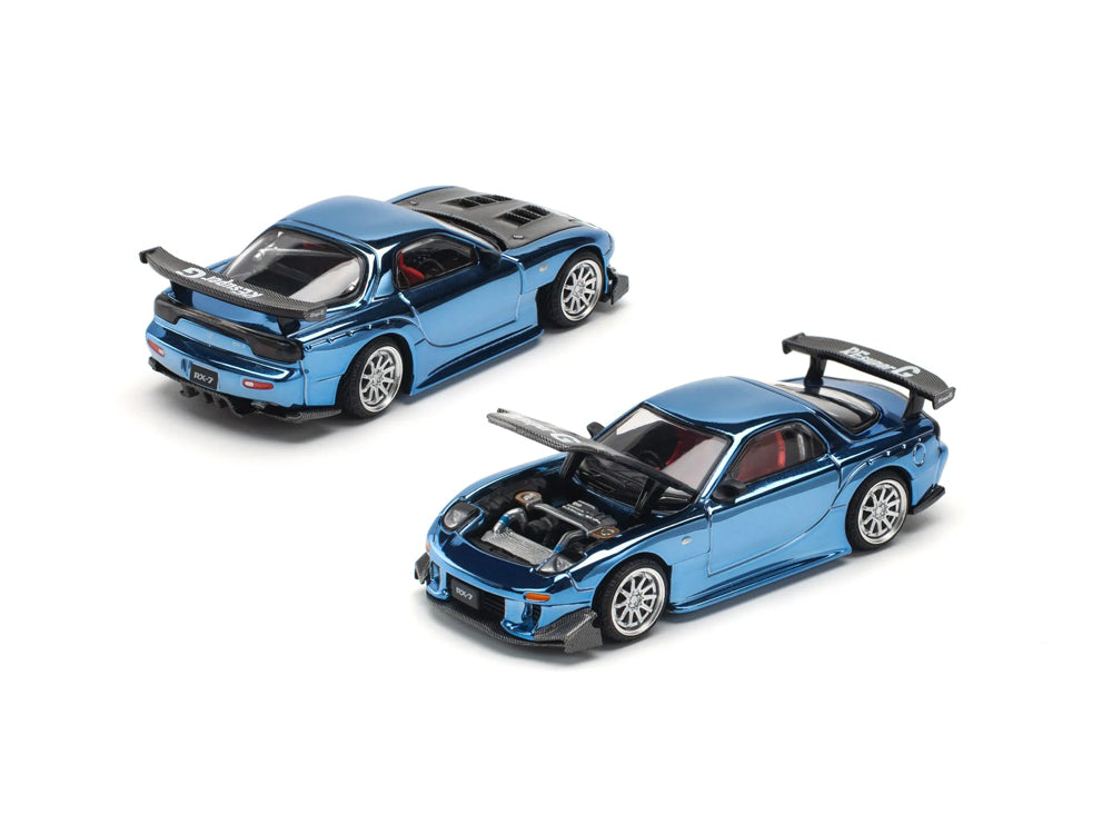Pop Race 1/64 Mazda RX7 FD3S RE Amemiya Widebody Blue Chrome