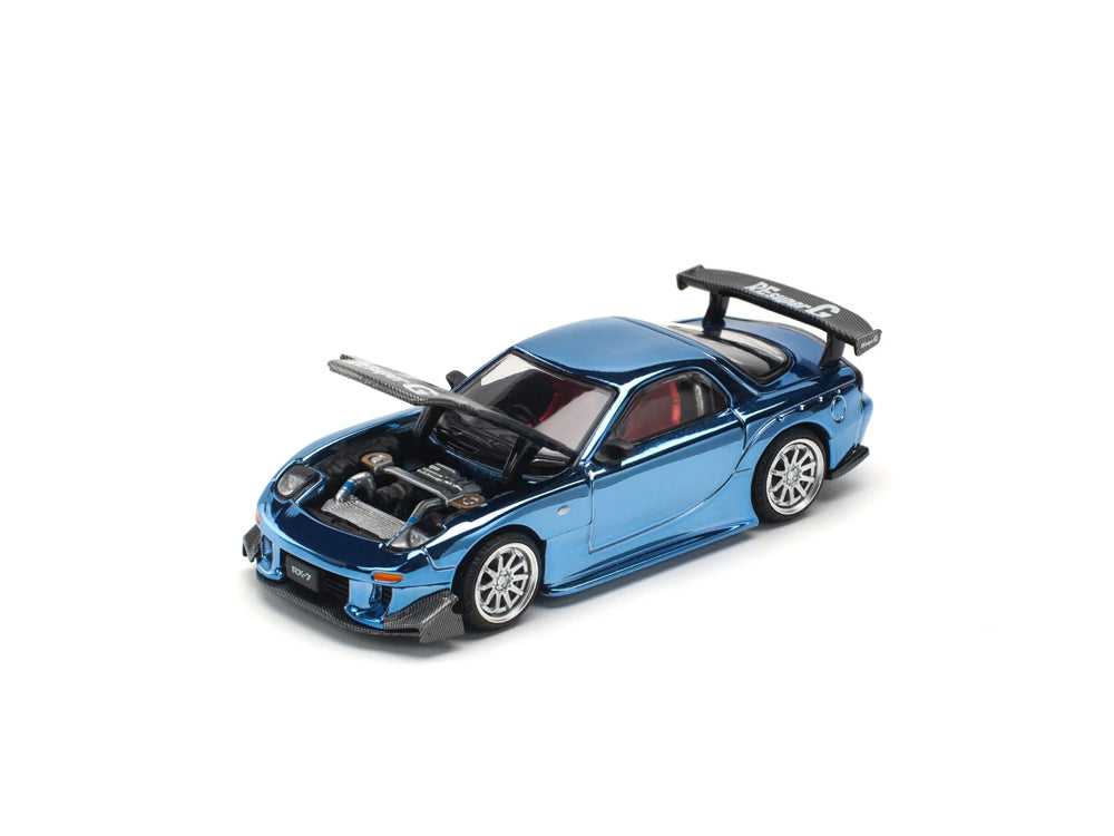 Pop Race 1/64 Mazda RX7 FD3S RE Amemiya Widebody Blue Chrome