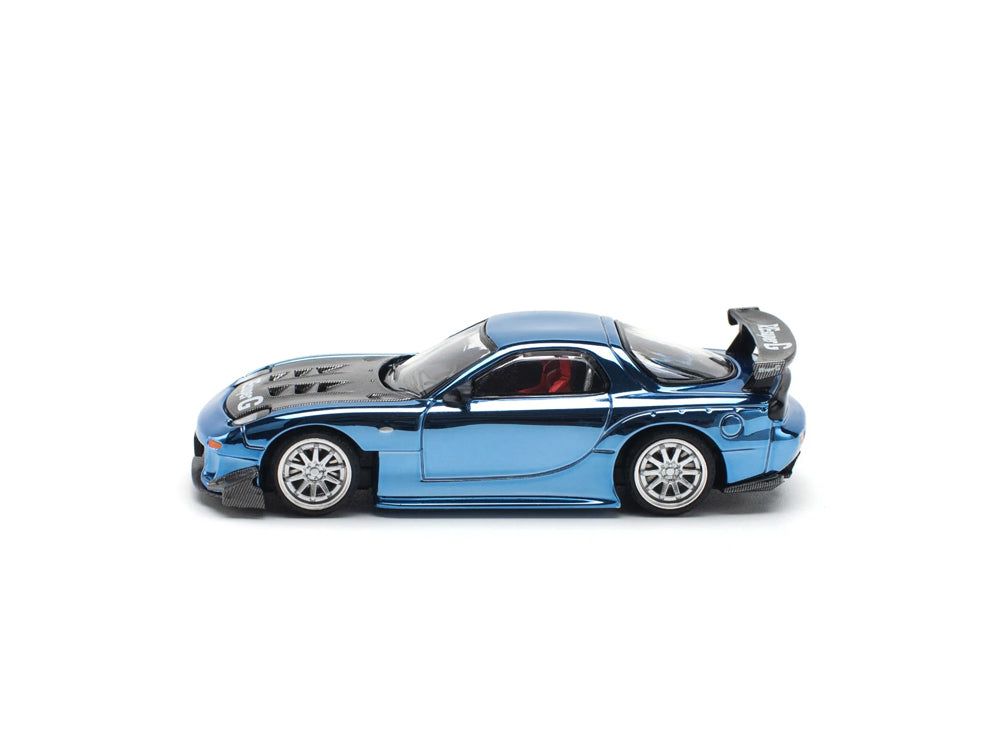 Pop Race 1/64 Mazda RX7 FD3S RE Amemiya Widebody Blue Chrome