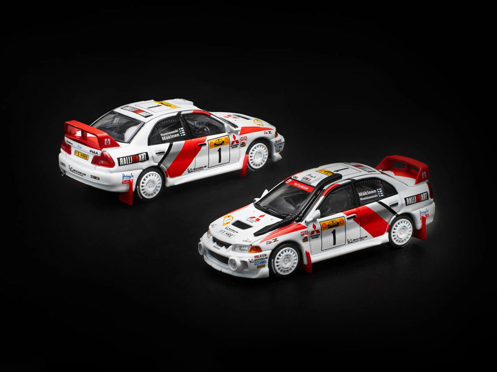 Pop Race 1/64 Mitsubishi Lancer Evolution IV Safari Rally Kenya 1998 White Red