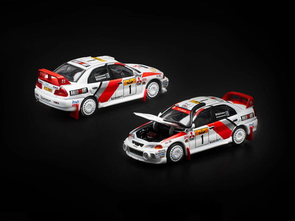 Pop Race 1/64 Mitsubishi Lancer Evolution IV Safari Rally Kenya 1998 White Red